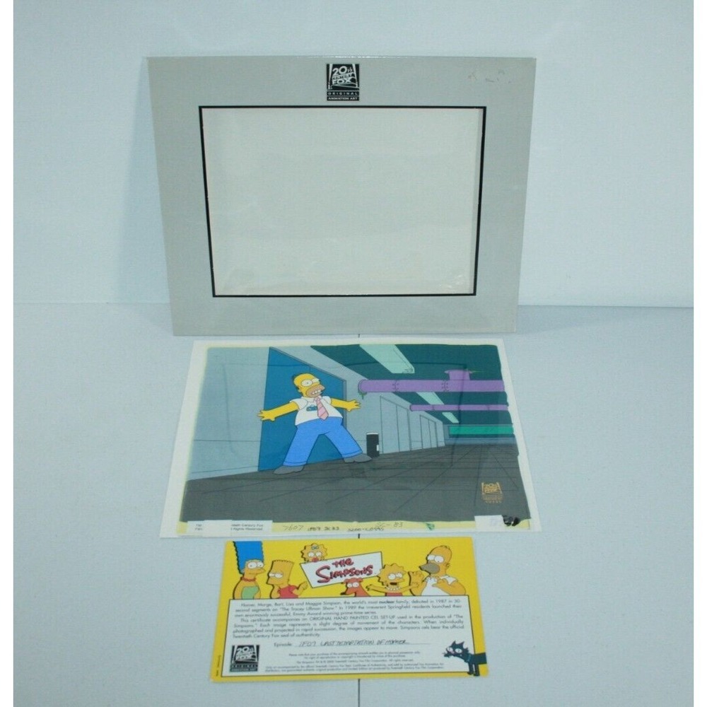 The Simpsons Original Animation Production Cel Art Homer Simpson At Work W/ COA‎